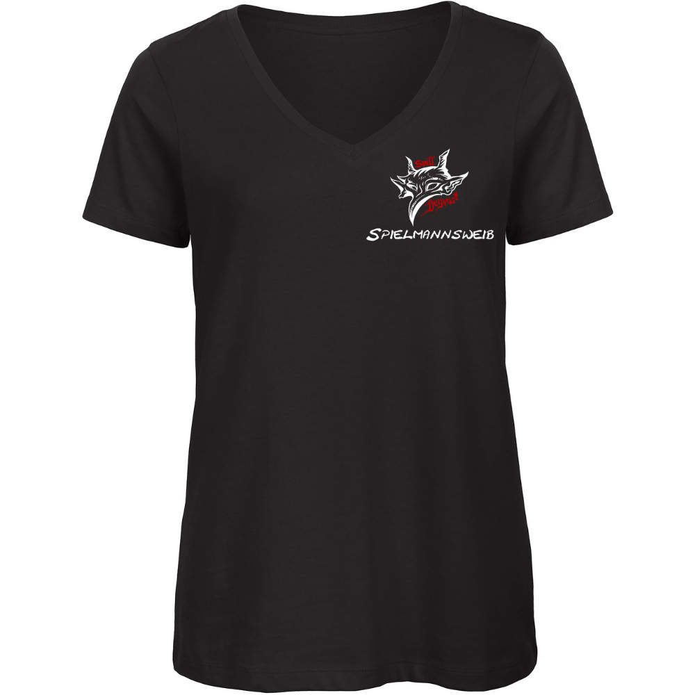 Organic Damen V-Neck T-Shirt  “Spilldeyvel Spielmannsweib”