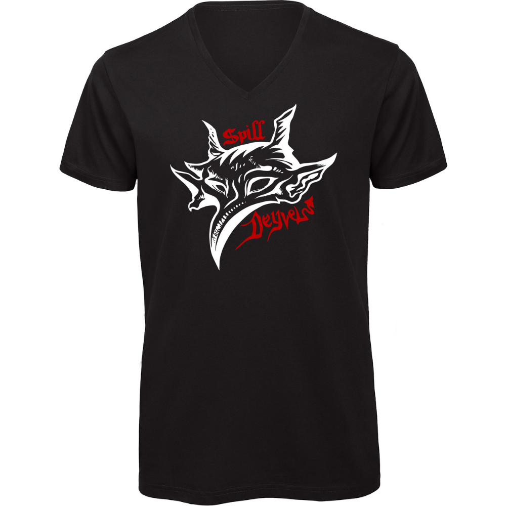 Herren V-Neck T-Shirt   “Spilldeyvel Logo”